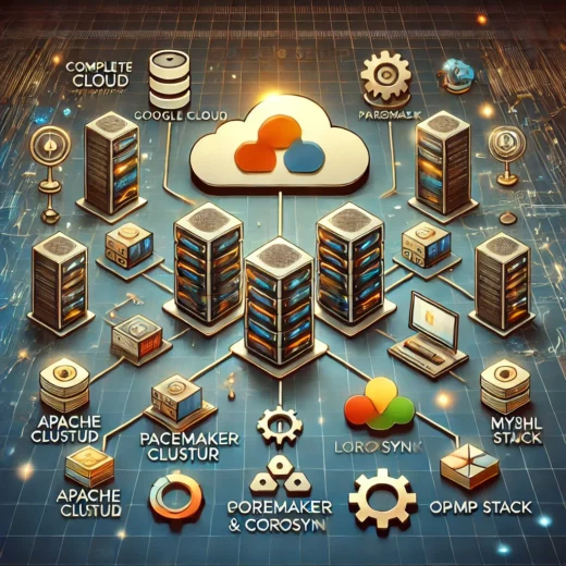 a server environment with icons representing cluster