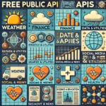 visually engaging collage representing various free public APIs