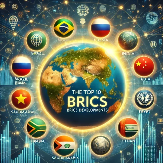 top 10 BRICS developments, showcasing a globe