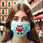 girl wearing devil mask