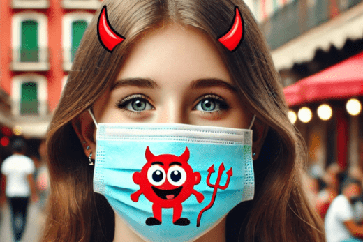 girl wearing devil mask