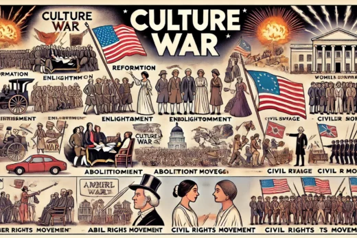 collage depicting key moments from various culture wars