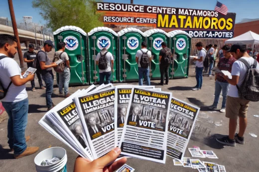 flyers being distributed at an outdoor area of an NGO center