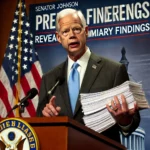 image shows Senator Johnson standing behind a podium