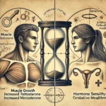 illustration contrasting the effects of fasting on men and women