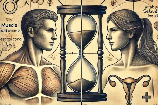 illustration contrasting the effects of fasting on men and women