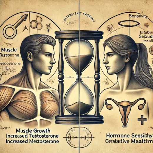 illustration contrasting the effects of fasting on men and women