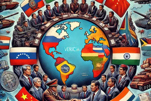 illustration depicting tensions within the BRICS group over Venezuela's election