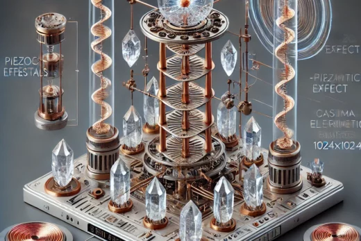 time travel experiment machine combining high-voltage electromagnetic fields and piezoelectric crystals