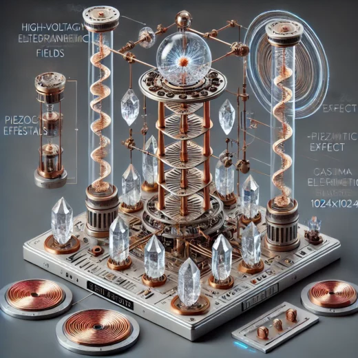 time travel experiment machine combining high-voltage electromagnetic fields and piezoelectric crystals