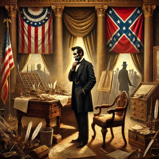 Abraham Lincoln during the Civil War era standing in a room