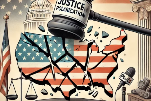 illustration depicting the concept of justice and governance under strain