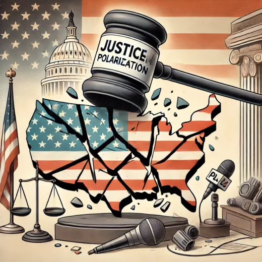 illustration depicting the concept of justice and governance under strain