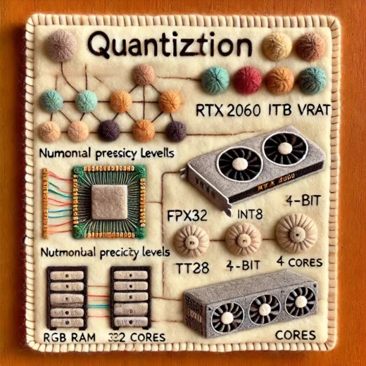 how quantization works in AI models features soft stitched-textured elements