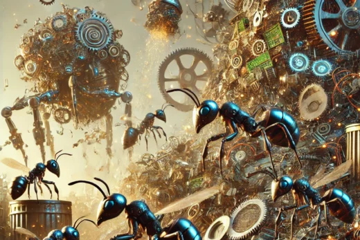 robotic ants and bees are vacuuming up scrap metal and electronic junk