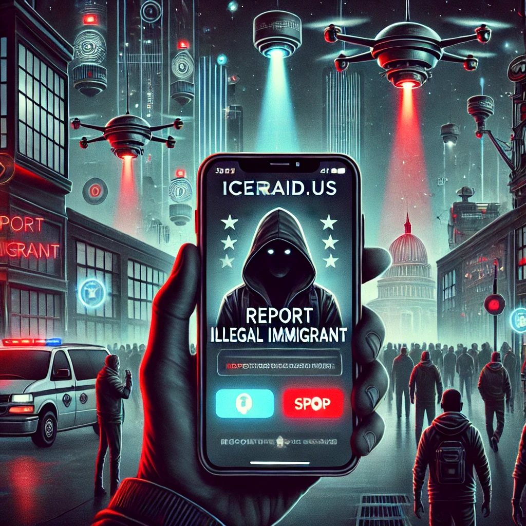 ICERAID.US app with a Report Illegal Immigran button