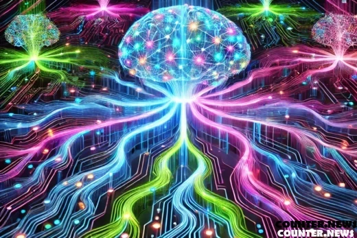 neuroplasticity in evolving AI features glowing neon neural networks