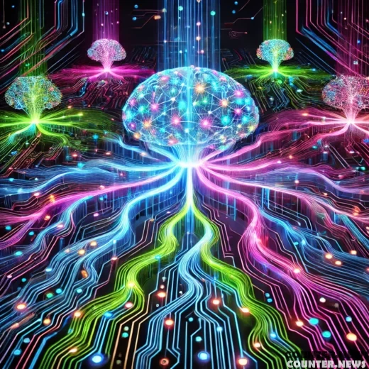 neuroplasticity in evolving AI features glowing neon neural networks